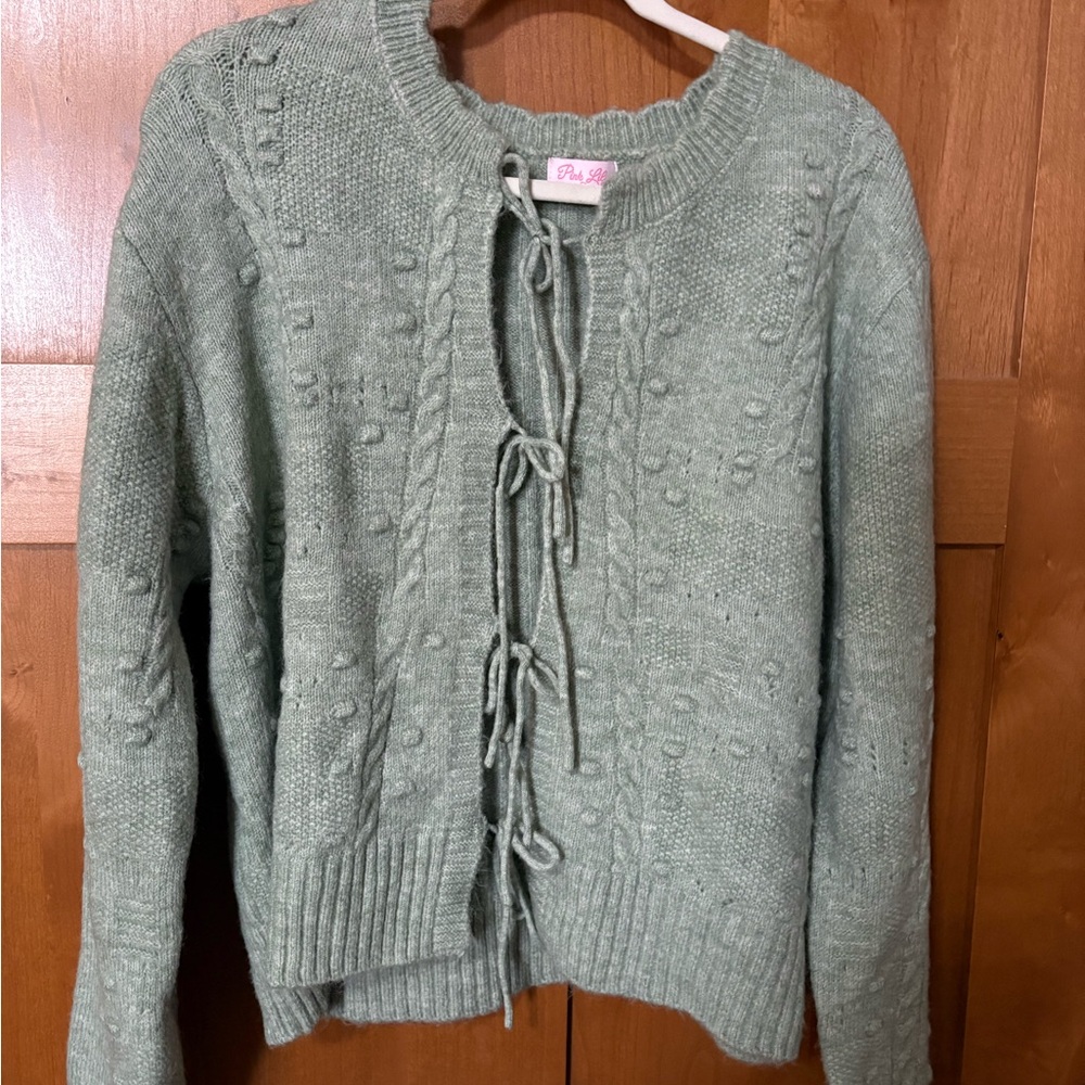 Pink Lily Sage Green Cardigan Sweater